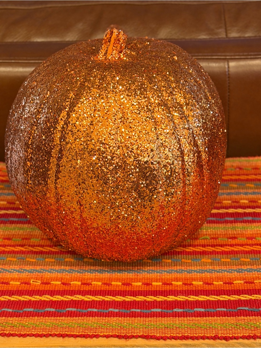 Glitter Pumpkin Holiday Decor - Orange